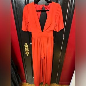Red jumpsuit romper